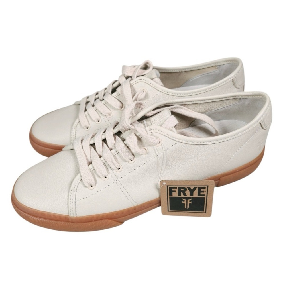 FRYE Gia Low Lace Sneakers Ivory Off White Casual Fashion Genuine Leather size 9